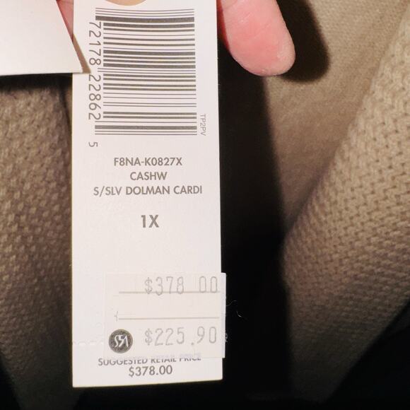 NWT Eileen Fisher Beige Natural Cashmere Open Cardigan Dolman Sleeves sz 1X - Picture 8 of 10